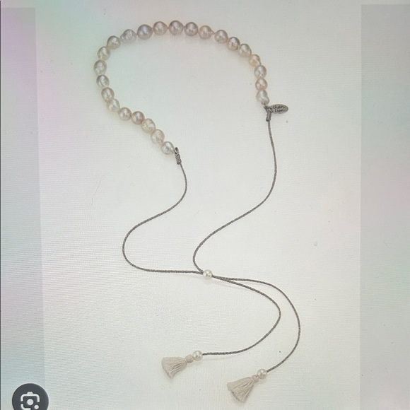 Chan Luu Pearl Necklace with Silver Tassels - Picture 2 of 10
